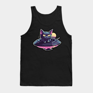 Galactic Kitty in a UFO Tank Top